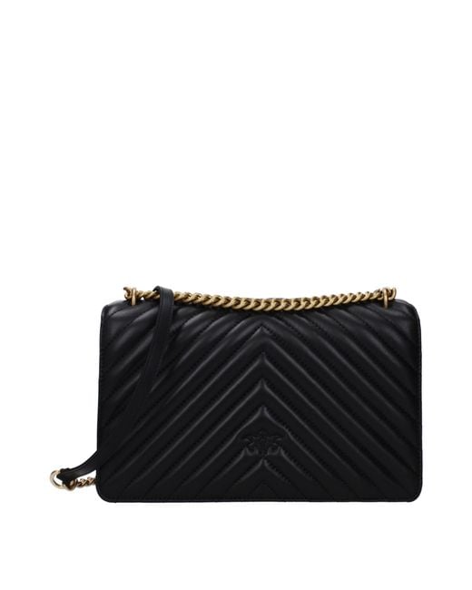 Pinko Black Love One Crossbody Bags Leather