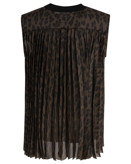 Sacai Black Leopard Print Top