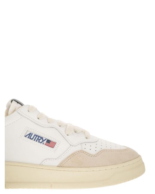 Autry White Medalist Low Leather And Suede Sneakers for men