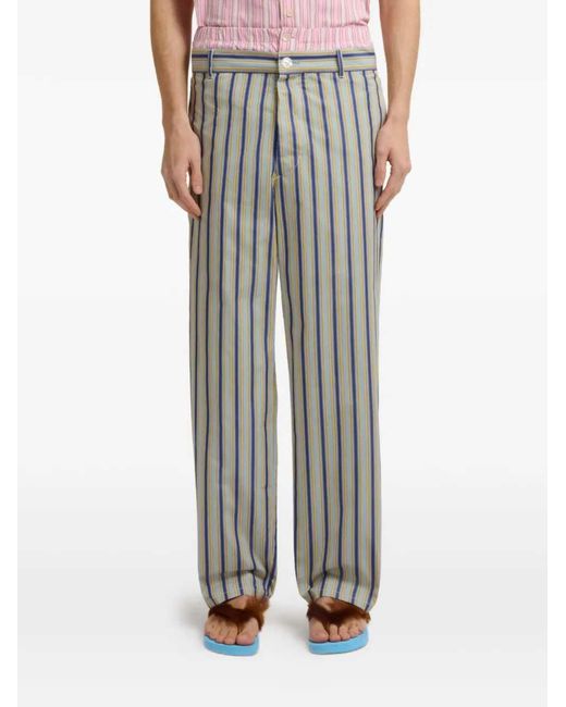 Marni White Striped Wide Leg Pants for men