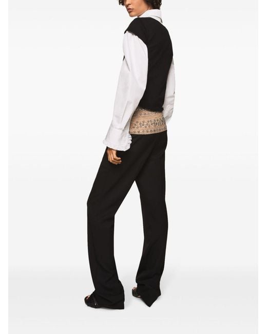 Stella McCartney Black Crystal-Embellished Wool Trousers