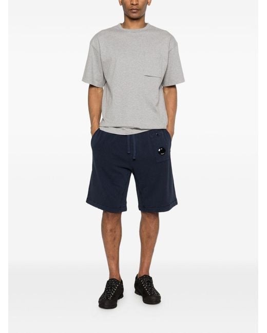 C P Company Blue Logo-Patch Drawstring Shorts for men