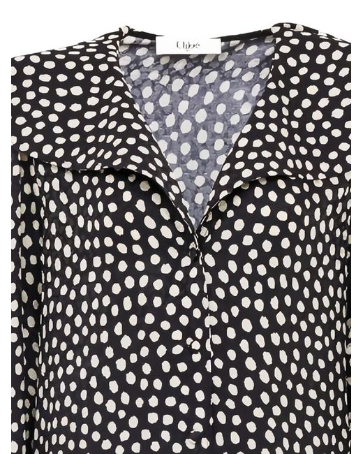 Chloé Black Dotted Silk Dress