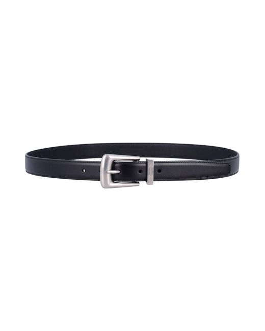 Saint Laurent Black Folk Smooth Leather Belt for men