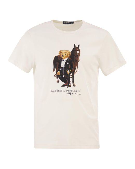 Polo Ralph Lauren White T Shirt With Polo Bear Print for men