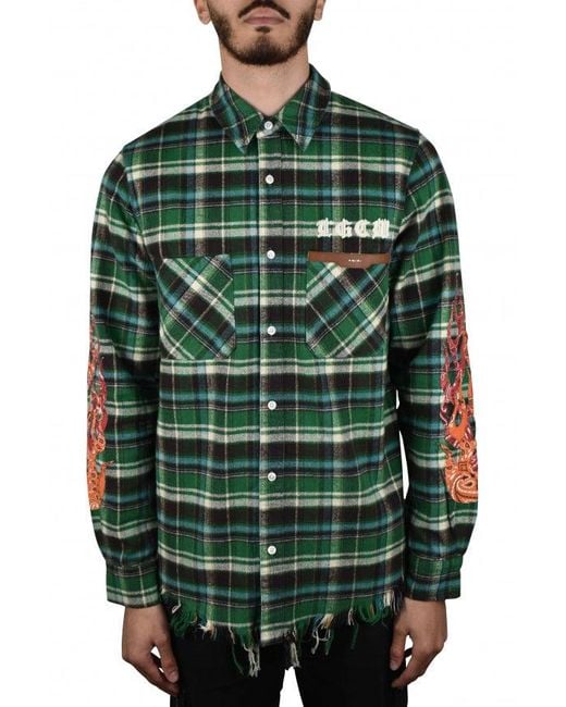 Amiri Green And Check Overshirt for men