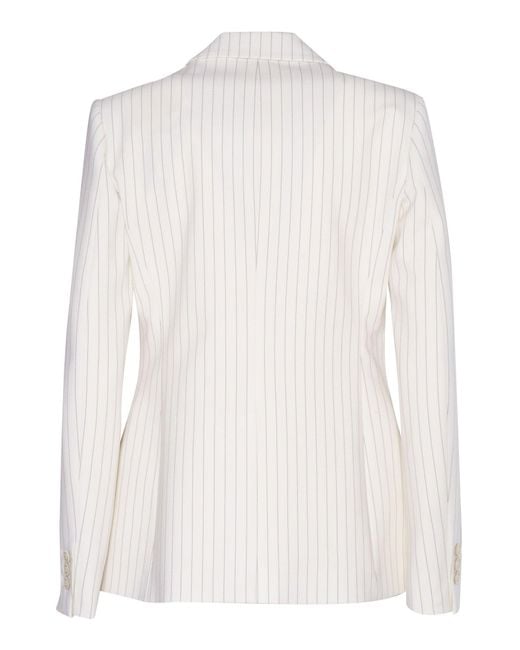 P.A.R.O.S.H. White Pinstripe Tailored Blazer With Notched Lapel