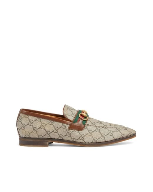 Gucci Brown Leather Monogram Loafers for men