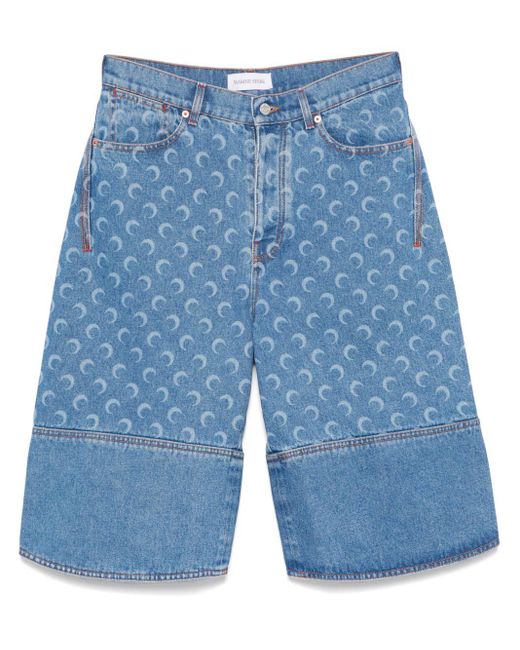 MARINE SERRE Shorts Met Moonogram-Patroon in het Blue voor heren