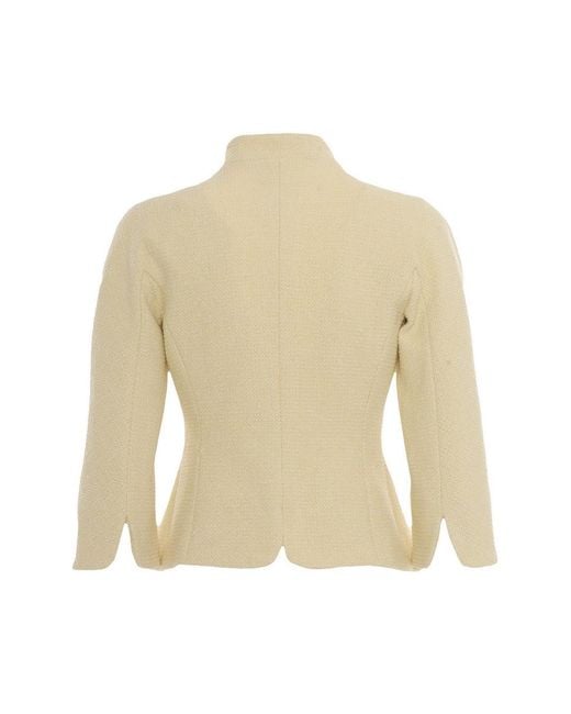Elisabetta Franchi Natural Tailored Double-Breasted Blazer With Buttons