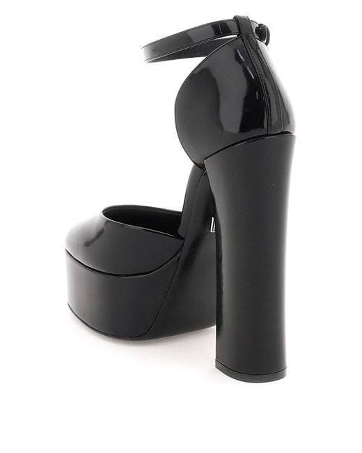 Chaussures à talon bottier noires en cuir poli à plateforme Dolce & Gabbana en coloris Black