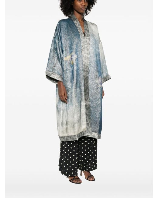 Pierre Louis Mascia Blue Printed Kimono Jacket
