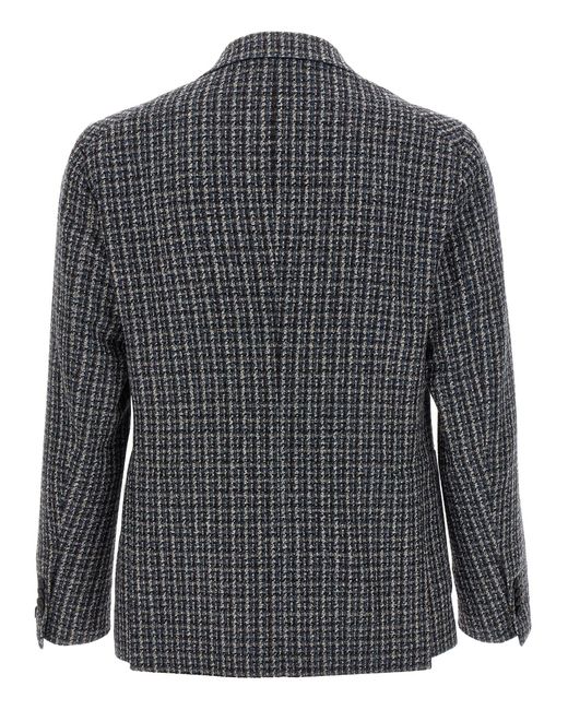 Tagliatore Gray Wool Tweed Blazer With Peak Lapels for men