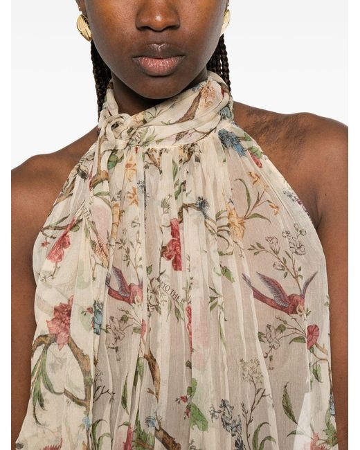 Into The East White Printed Silk Top