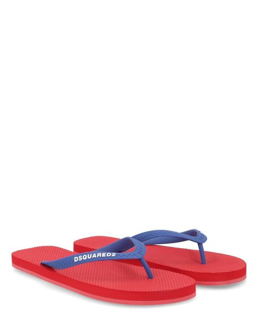 DSquared² Red Slippers With Logo