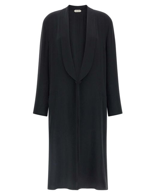 Abrigo de georgette de seda de Alberta Ferretti de color Black