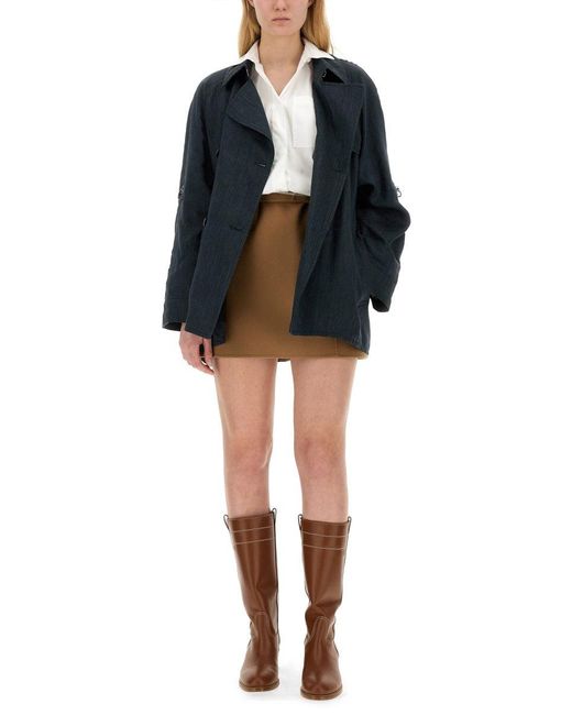 Fay Blue Asymmetric Trench Coat