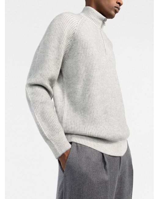 Brunello Cucinelli Gerippter Rollkragenpullover in Gray für Herren