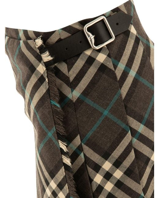 Burberry Green Check Wool Blend Mini Kilt