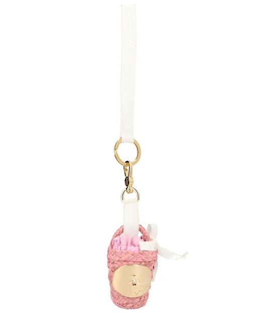 Patou Pink Bag Charm Bucket Raffia