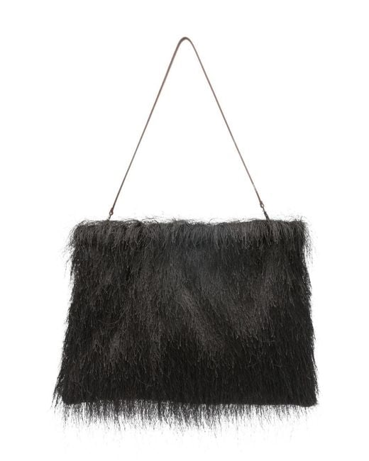 Alysi Black Fringed Shoulder Bag
