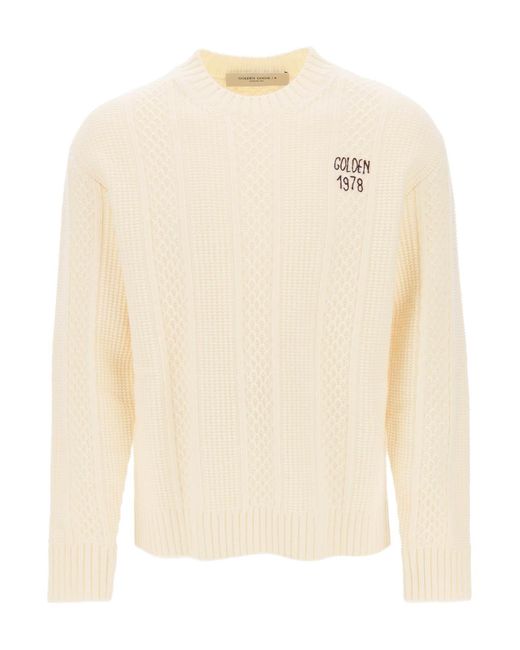 Golden Goose Deluxe Brand Natural Sweater With Hand-embroidered Logo for men