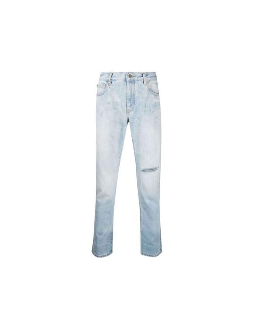 Off-White c/o Virgil Abloh Blue Cotton Denim Jeans for men