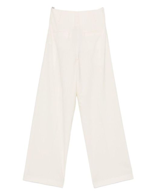 Semicouture White Matisse Wool Blend Trousers
