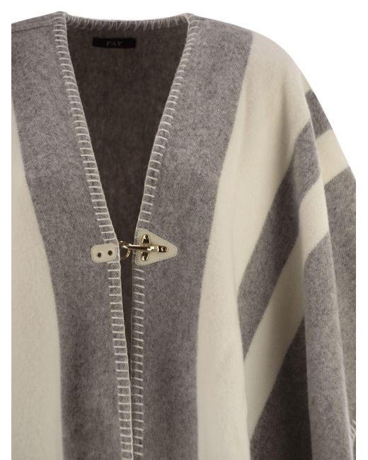 Fay Wool Poncho Met Haak in het Black