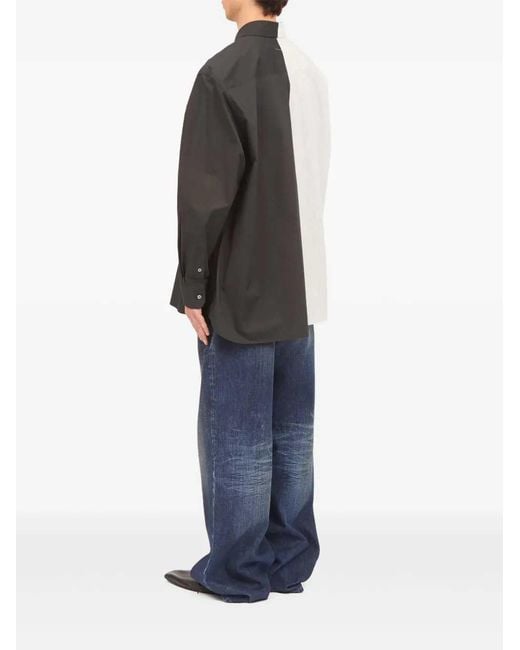 MM6 by Maison Margiela Blue Two-tone Long-sleeved Shirt for men