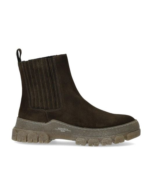 Weekend by Maxmara Brown Genepi Military Green Chelsea Boot