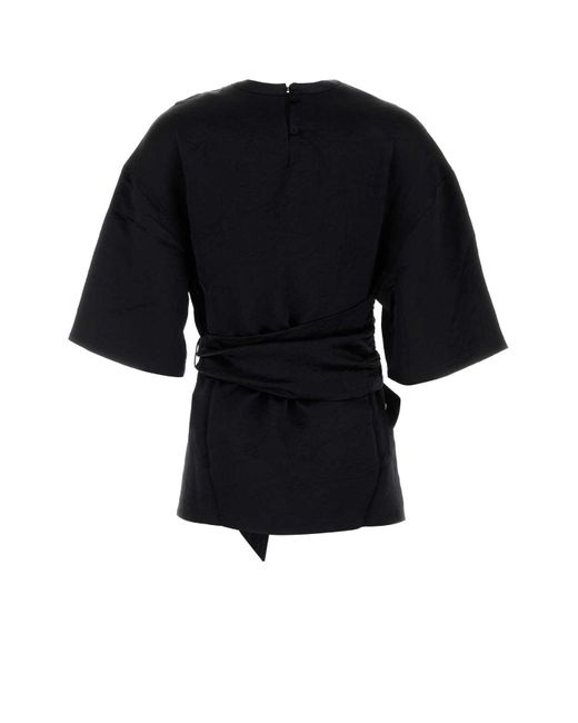 Nanushka Black Satin Besia T-Shirt