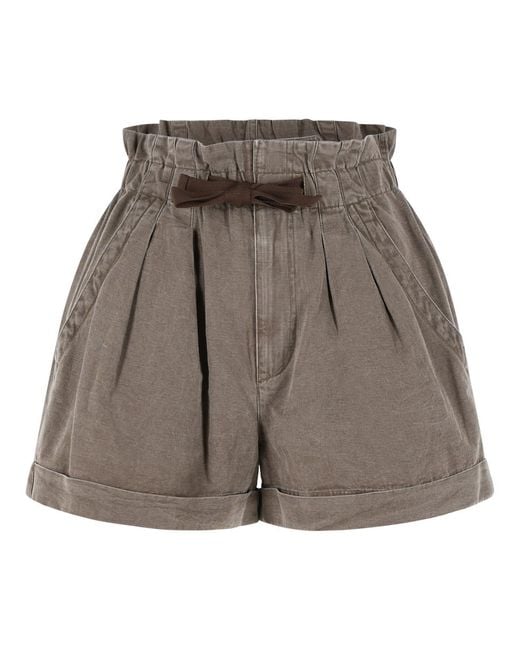 Isabel Marant Gray 'Nirma' Cotton And Linen Shorts