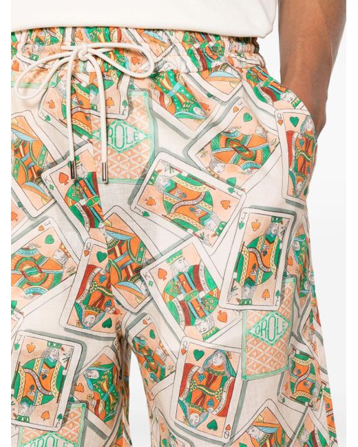 Drole de Monsieur Natural Jeu De Cartes Linen Blend Shorts for men
