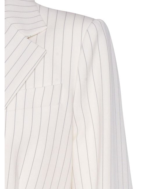 P.A.R.O.S.H. White Pinstripe Tailored Blazer With Notched Lapel