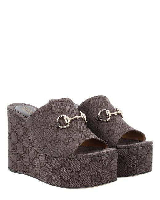 Gucci Brown Logo Wedges