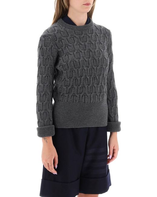 Thom Browne Gray Pullover in Wollkabelstrick