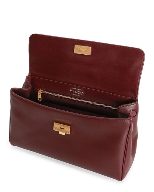 Dolce & Gabbana Purple My Sicily Leather Shoulder Bag