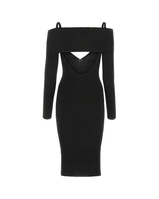 ANDREA ADAMO Black Stretch Viscose Blend Dress