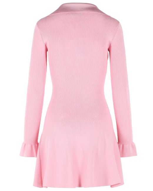 Self-Portrait Pink Self Portrait Viscose Knit Mini Dress With Laces