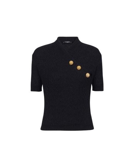 Wool Blend Top di Balmain in Black