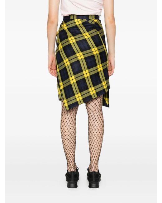Vivienne Westwood Yellow Asymmetrischer Infinity Midirock Mit Check