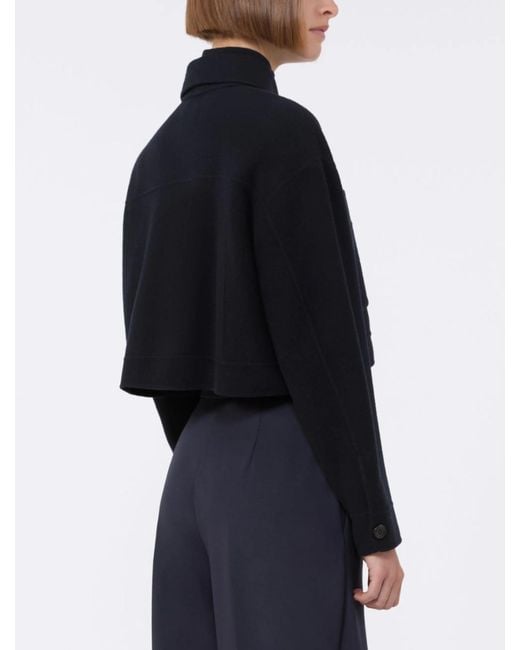 Max Mara Blue Double Jersey Mxmpoggio Cropped Jacket