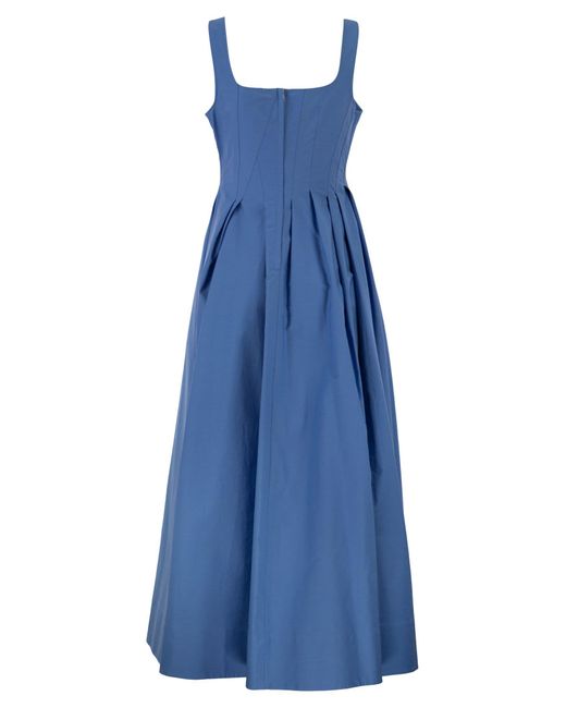 Sportmax Blue Spxgiro – Structured Cotton Midi Dress With Full Skirt