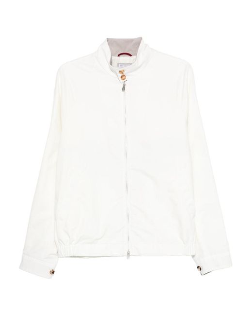 Brunello Cucinelli Jack Met Stormklep in het White voor heren