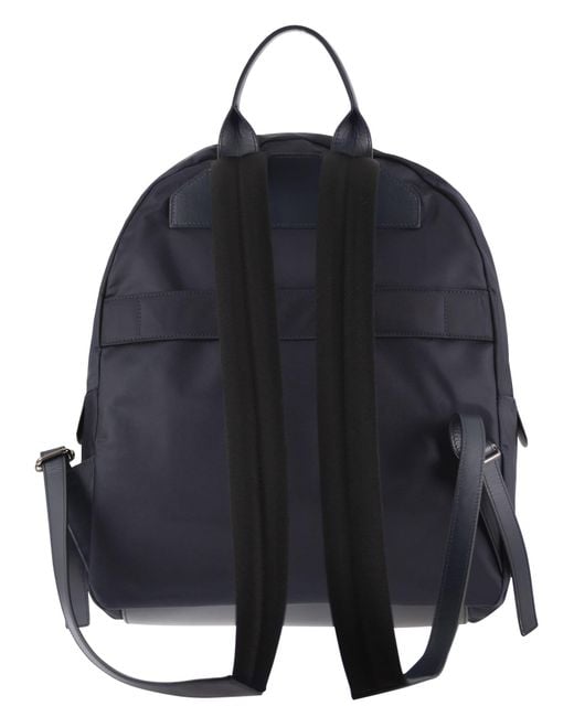 Kiton Blue Technical Fabric Backpack With Logo