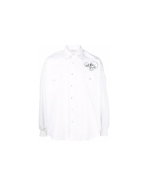 Alexander McQueen White Skull-embroidered Shirt