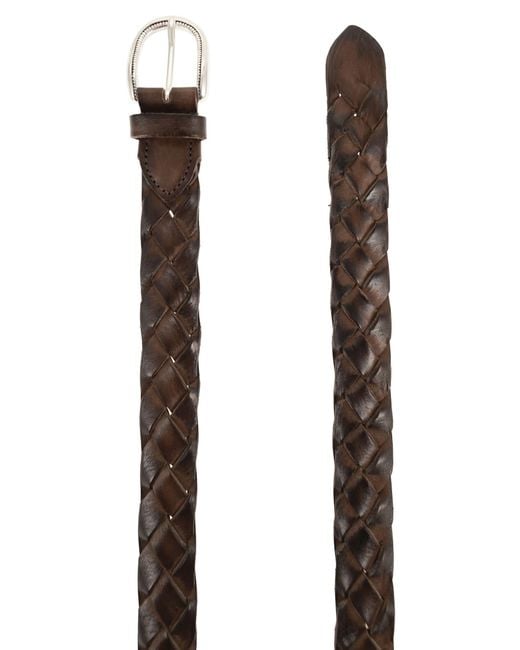 Alberto Luti White Braided Leather Belt for men