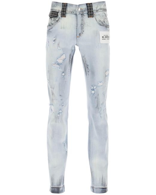 Re Edition Jeans avec détail de cuir Dolce & Gabbana pour homme en coloris  Bleu | Lyst