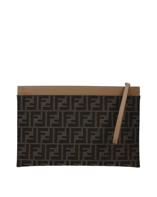 Clutch Man Fabric Brown/Tobacco Fendi de color Black